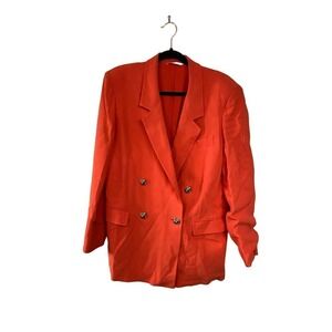 Max Mara Red double breasted blazer gold buttons size 14